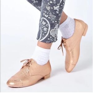 TED Baker Kape Oxford Metallic Gold Pebbled Lace Up Cap Toe UK 5.5 US 7.5-8